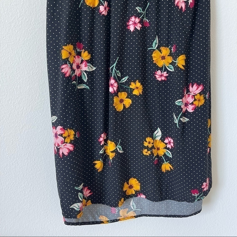 Old Navy Maternity Black Floral Polka Dot Midi Dress S - Picture 9 of 9